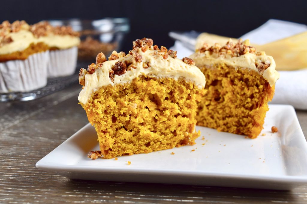 Pumpkin Spice Cupcake with Caramel Cream Cheese Frosting
