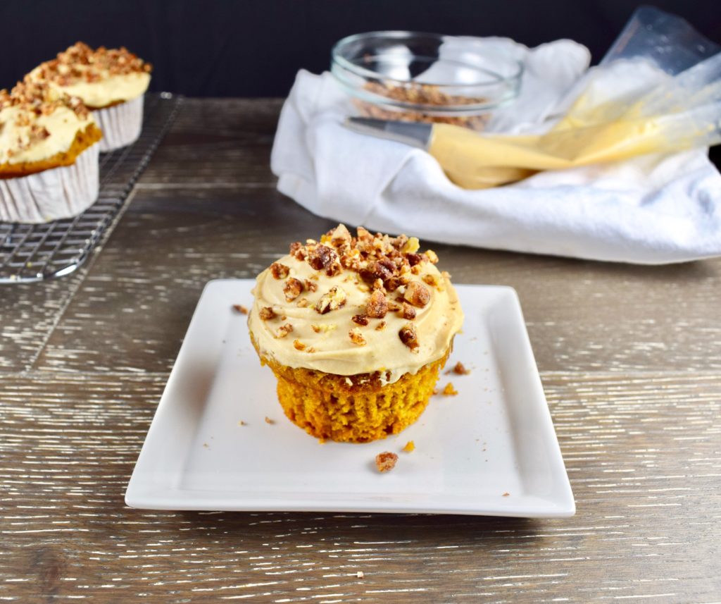 Pumpkin Spice Cupcake with Caramel Cream Cheese Frosting 1