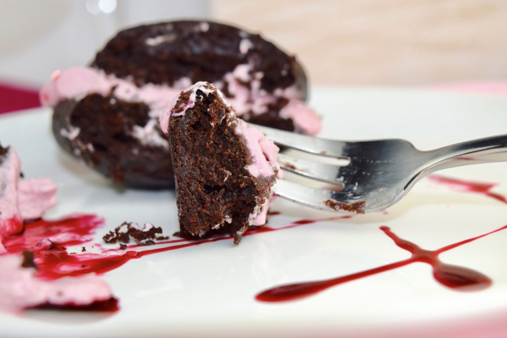Dark Chocolate Hibiscus Whoopie Pie Valentine's Day Fork