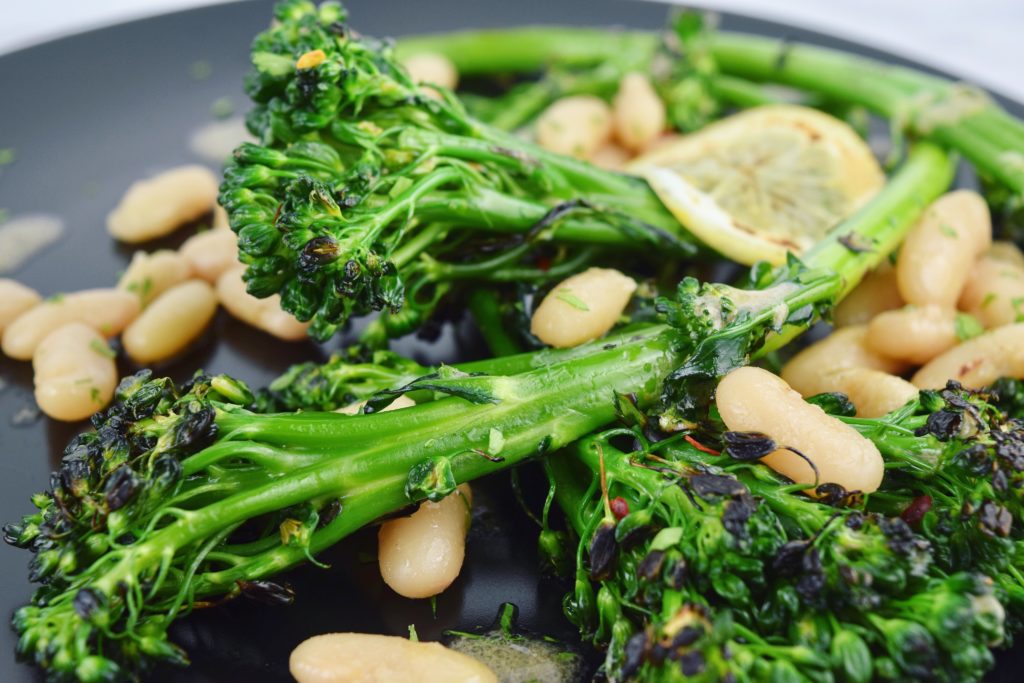 White Beans Broccolini Anchovy Closeup
