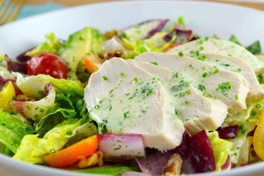 Poached Chicken Salad with Buttermilk Vinaigrette