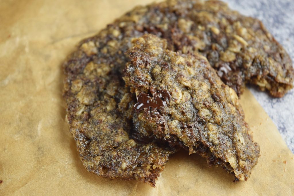 Vegan Oatmeal Chocolate Chunk Cookie Closeup