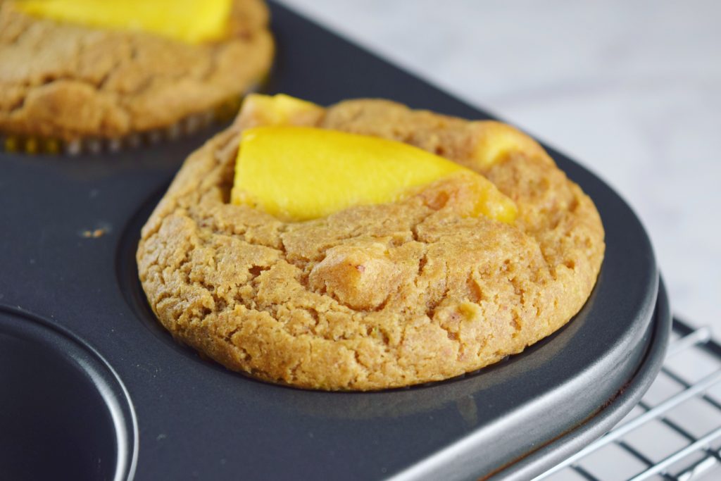 Paleo Mango Cherry Lime Muffins in Pan